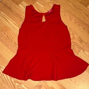 Magenta Vibrant Red Sleeveless Peplum Blouse